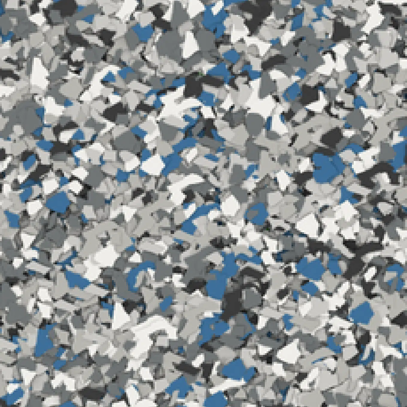 Abstract image featuring a pattern of scattered shapes in white, grey, black, and blue tones. No recognizable landmarks or figures present.