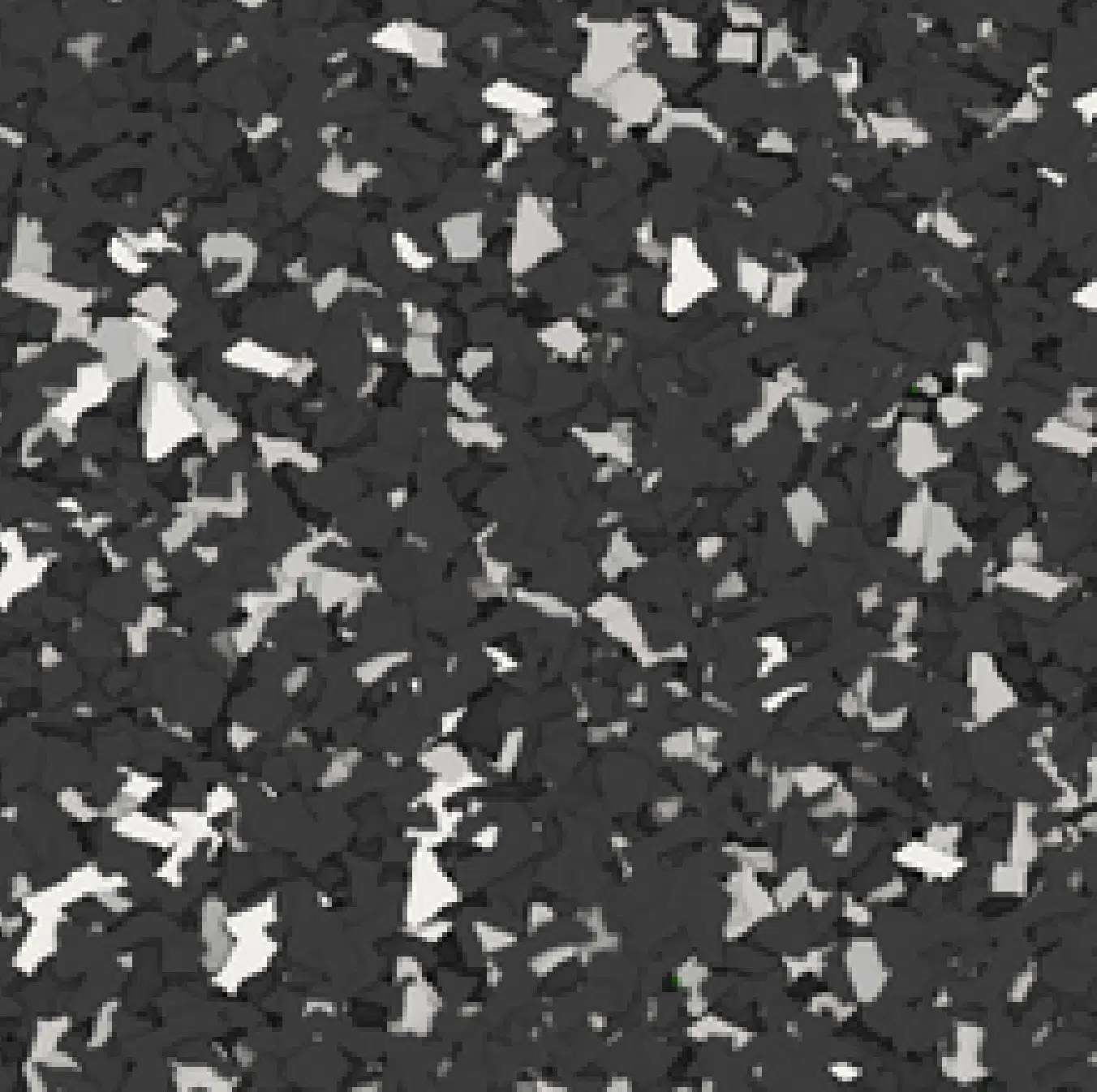 This image consists of an abstract pattern with various shades of black, gray, and white. It conveys a random, geometric, and textured appearance.