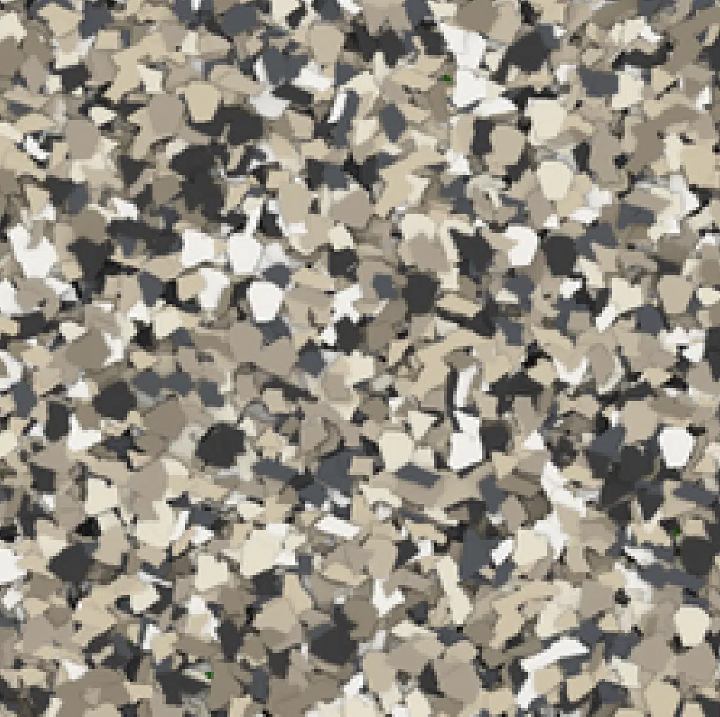 A dense, abstract camouflage pattern with various shades of brown, beige, and grey, featuring irregular shapes interspersed throughout.
